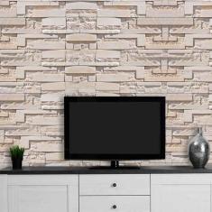 Papel de Parede Adesivo Lavável Pedra Canjiquinha bege claro