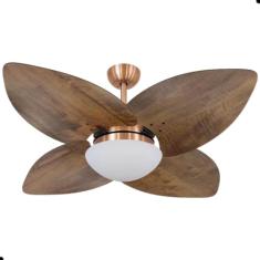 Ventilador de Teto Dormamu Cobre 4 Pás Rádica Imbuia 220V com Controle