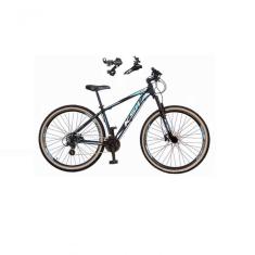 Bicicleta Aro 29 Ksw Xlt Alumínio 24v Câmbios Shimano Garfo Suspensão Pneu Faixa Bege Preto-azul 15
