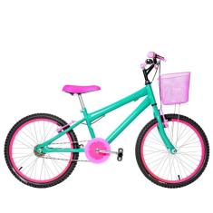 Bicicleta Infantil Feminina Aro 20 Verde água e Pink