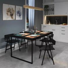 Mesa De Jantar Retangular 4 Lugares Madeira Moderna Industrial 120x90c