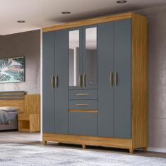 Guarda Roupa Casal 6 portas com espelho 2 gavetas New Mafra - Moval, F