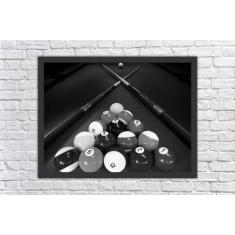 Quadro Decorativo Sinuca Jogos Bilhar Salas Decorações Com Moldura - V