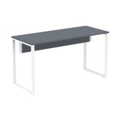 Mesa Escritório P25 Tub Pandin 150 cm (larg) Tampo Mdp Grafito Pé Aço Tubular Branco