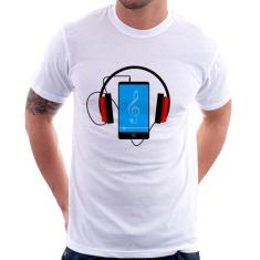 Camiseta Headphone Smartphone - Foca na Moda, Branco, M