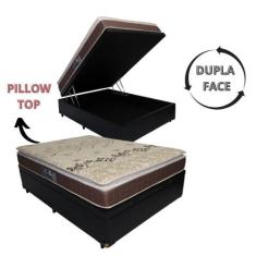 Cama Base Box com Baú Queen+ Colchão de Espuma D28 Dupla Face - PILLOW
