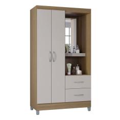 Guarda Roupa Solteiro Cordoba 2 Portas Castanho Off White – Poquema