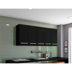 Armario Suspenso para Cozinha 4 Portas Preto Santorini Bela Casa