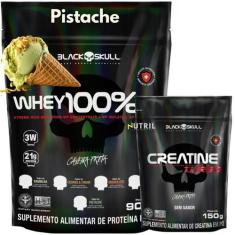 Kit Black Skull - Whey Protein Refil 100% HD Pure 3W Isolado Hidrolisa