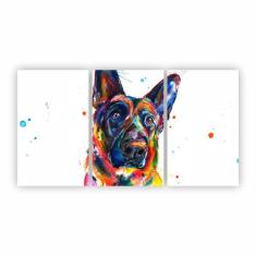 Quadro Canvas Cachorro Tinta Colorida 125X65Cm - Plimshop