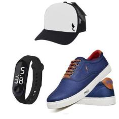 Tenis Masculino Esportivo Com Boné e Relógio-Masculino