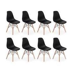 Kit - 8 X Cadeiras Charles Eames Eiffel Dsw - Base De Madeira Clara - 