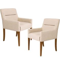 Kit 02 Poltronas Decorativas Sala de Estar Vicenza Algodão Poliéster Bege - Gran Belo