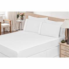 Lençol Avulso Peça Casal King C/Elástico Percal Branco - Bordados Ricardos