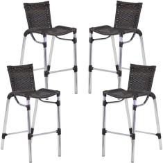 Kit 4 Banquetas Alumínio Fortaleza Alta Para Balcão Cozinha Bar Trama