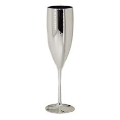 Taça Acrílica para Champagne Metalizada Prata