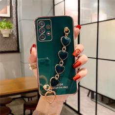 Para Samsung A13 Case Love Heart Bracelet Phone Case Para Samsung Galaxy A32 A23 A33 A53 A73 A52 A72 A71 A51 A31 A11 A50 A20 Capa, Verde Escuro, Para A23