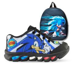 Kit Tênis De Led Infantil Menino Masculino Sonic Boom + Mochila-Masculino