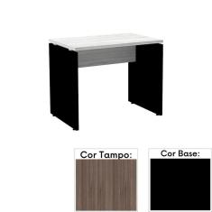 Mesa de Escritório Pé Painel PE25 em MDP 90 x 60 cm Cor Walnut e Base Preta