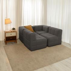 Sofá Guldi Popup com 2 Módulos Canto e 2 Centrais Linho Grafite