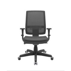 Cadeira Escritório Presidente Brizza Plaxmetal Autocompensador Slider Braço 3D Rodízios pu Poliéster Preta