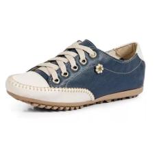 Tênis Casual em Couro Hfast Shoes com Cadarço Detalhe em Pedra e Costu
