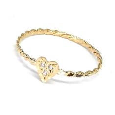 Anel de Ouro 18k Coração Com Pedras - Elegancy Joias, 10