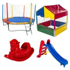 Pula Pula Cama Elástica 2,30m Piscina de Bolinhas 1,00m Quadrada Escor