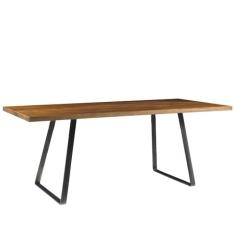 Mesa Sala de Jantar Cozinha Ogleary 220cm Grafite Madeira Maciça Rustic Brown G54 - Gran Belo