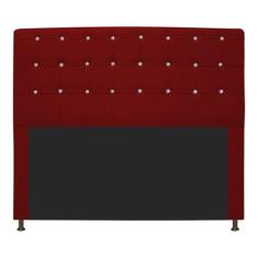 Cabeceira Estofada Dama 160 cm Queen Size Com Strass Corano Vermelho -