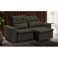 Sofá Retrátil e Reclinável 150 cm Classic Veludo Tabaco - Chamby Móvei