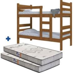 Beliche Rubi Solteiro Cor Nogueira Com 2 Colchões - Nemargi