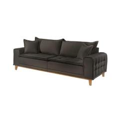 Sofá Fixo Orfeu 3 Lugares Luxo 1,80m Castellar Móbile, Veludo Chumbo