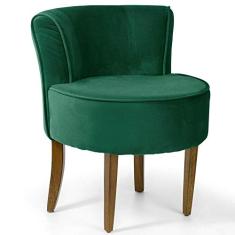 Poltrona Decorativa Sala de Estar Base de Madeira Ayla Veludo Verde - Gran Belo
