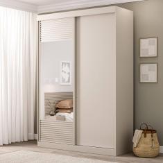 Guarda-Roupa Solteiro 2 Portas 1 Porta com Espelho Samambaia CabeCasa MadeiraMadeira Off White
