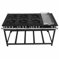 Fogão Super 40 Kenok 6 Bocas Duplas com Banho Maria Baixa Pressão FBSU