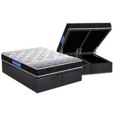 Cama Box Baú King: Colchão Molas Ensacadas Probel D23 Guarda Costas Super Resistente + Base crc Suede Gray (193x203)