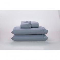 Jogo Lençol 400 Fios Ponto Palito Cama Queen 3pçs Poliéster - Cinza