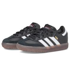 adidas Tênis infantil unissex Samba Indoor, Preto/Branco/Goma, 16