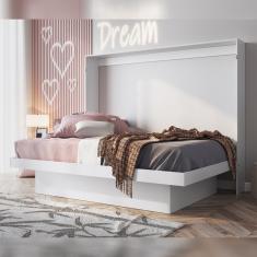 Cama Articulável Horizontal Casal Com Estação De Trabalho Latino Branco