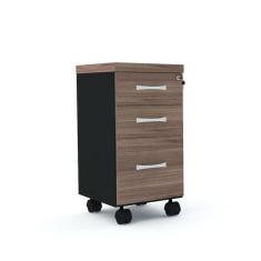 Gaveteiro Volante 3 Gavetas Com Chaves Pe40 Em Mdp Walnut