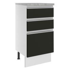 Balcão Madesa Glamy 40 cm 3 Gavetas - Branco/Preto