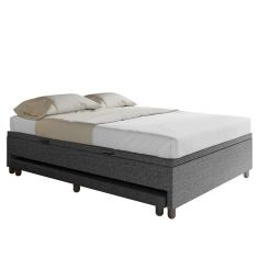 Bicama Casal Box com Baú 138x188cm Samy S05 Linho Preto - Mpozenato