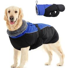 IDOMIK Casaco de inverno para cães, jaqueta refletiva à prova d'água para clima frio, casacos quentes para cães pequenos, médios e grandes, jaqueta de neve de lã para cães de gola alta, colete de