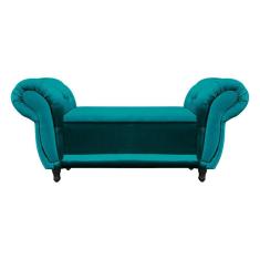 Divã Recamier Com Baú Grécia 1,55 Cm Suede Azul Acetinado