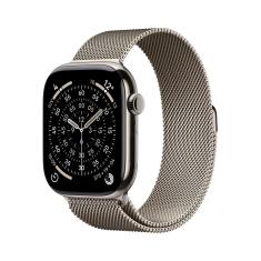 Apple Watch Series 11 GPS + Cellular - Caixa natural de titânio – 46 mm - Pulseira natural estilo milanês – M/G