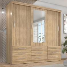 Guarda Roupa Casal Capri 3 Portas Correr 9 Gav C/ Espelho - Quarta Div