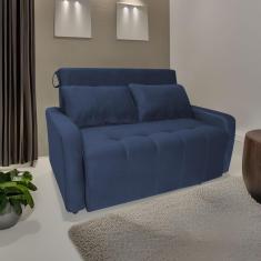 Sofá Cama Para Sala De Estar Amora New Veludo Matrix - Azul Azul