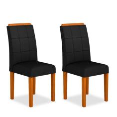Kit 02 Cadeiras Vitória Wood Cinamomo/ Preto - Moveis Arapongas
