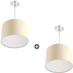 Kit 2 Lustres Cupula Pendente Dome 30x20cm Bege